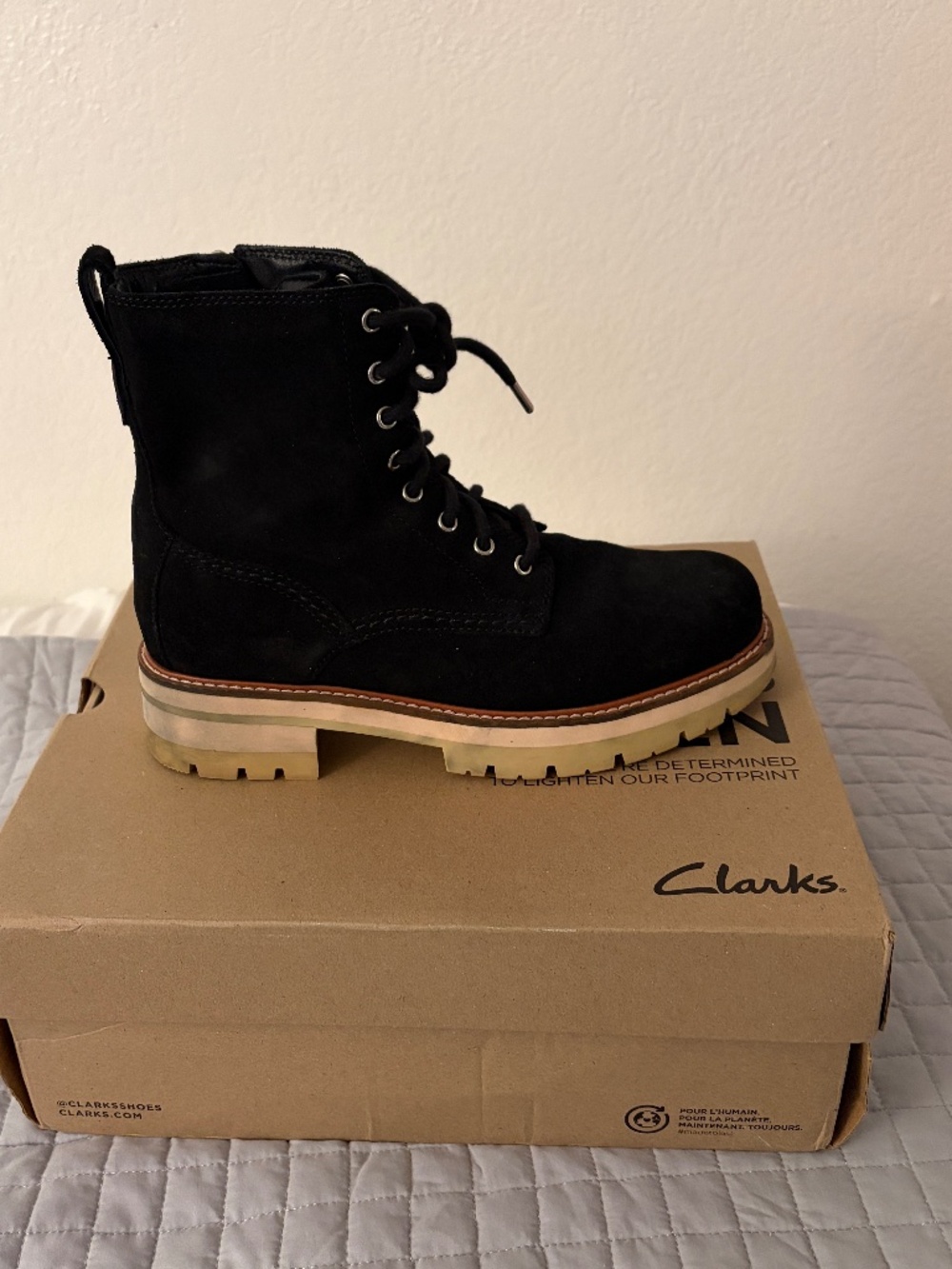 Clarks Suede Combat Boots - Orianna in black size 8